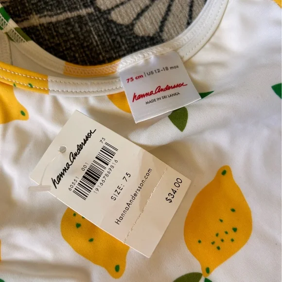 NWT Hanna Andersson Lemons Bathing Suit One Piece 12-18M - Picture 3 of 3